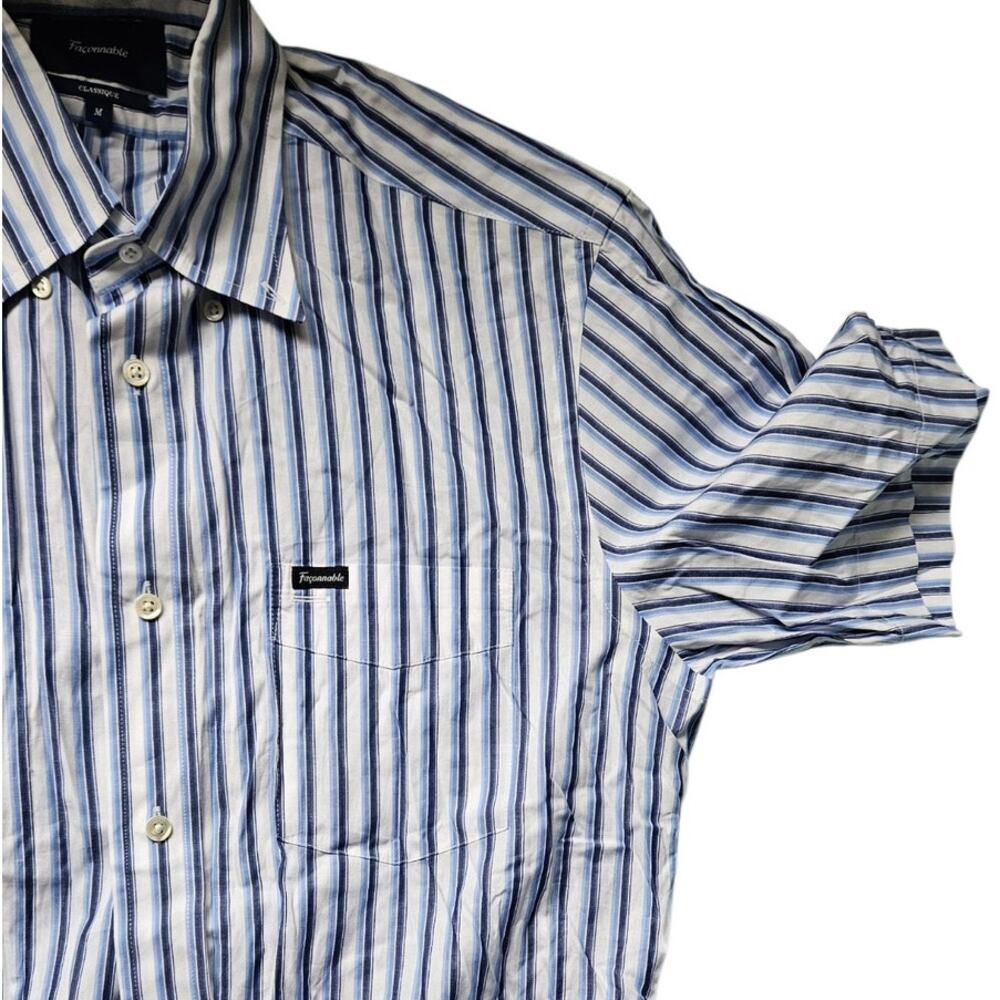 Faonnable Classique Striped Button Down Shirt Blu… - image 4
